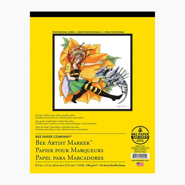 Bee Paper 8.5x11 inch 110 lb. (180 gsm) Acid Free Artist Marker 30 Sheet Tape Bound Pad - The Merri Artist - merriartist.com