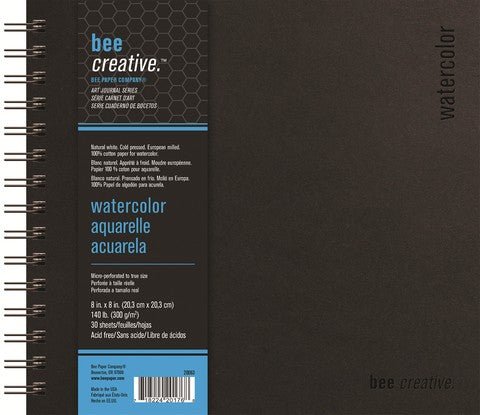 Bee Paper 8x8 inch 140 lb. (300 gsm) Watercolor Bee Creative Art Journal 30 Sheet Double Wire Bound Book - The Merri Artist - merriartist.com