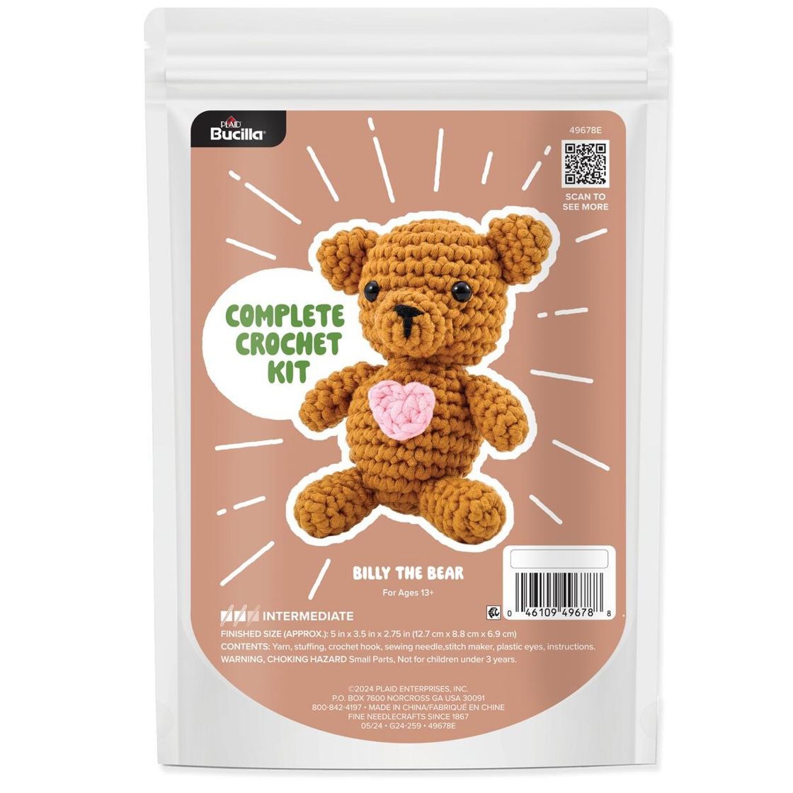 Bucilla Amigurumi Kit - 5" - T-Shirt Yarn Bear - The Merri Artist - merriartist.com