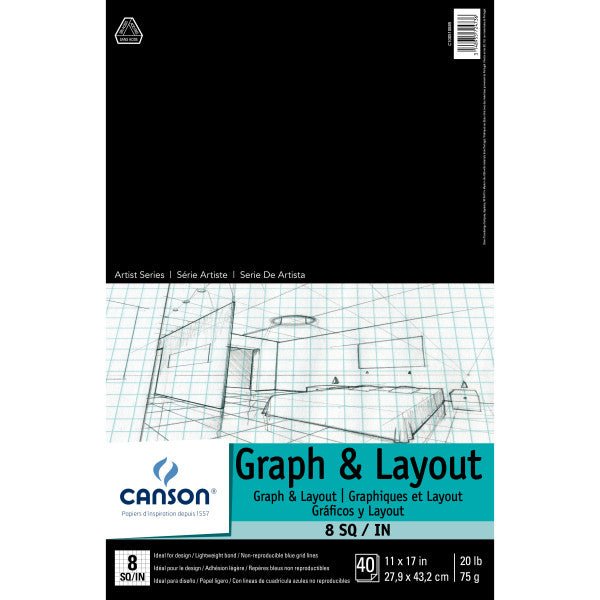 Canson Graph & Layout Paper Pad - 8 sq per inch 11X17 - The Merri Artist - merriartist.com