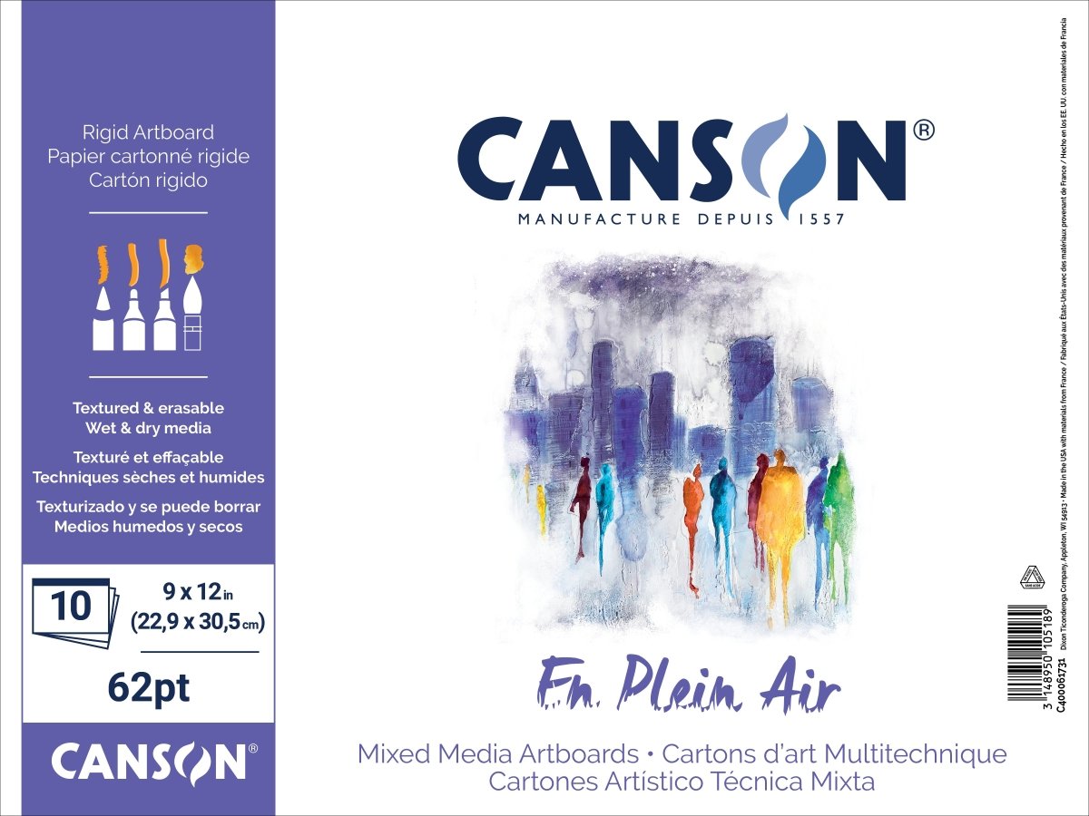 Canson Plein Air Mix Media Artboard Pad, 10 Sheets, 9" x 12" - The Merri Artist - merriartist.com