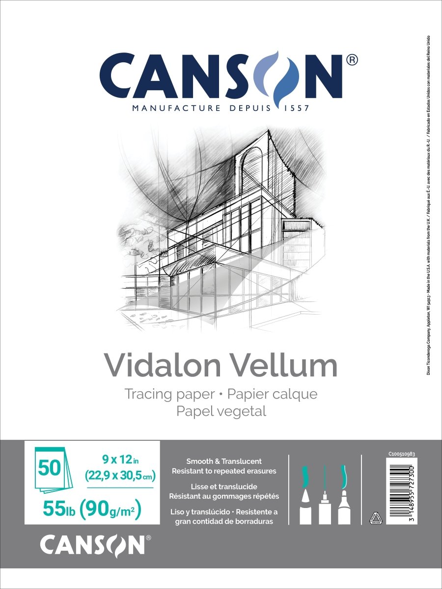 Canson Vidalon Vellum 55 lb - 50 Sheet Pad - 9X12 - The Merri Artist - merriartist.com
