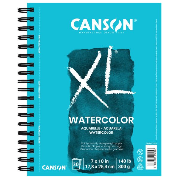 Canson XL Watercolor Side Wire - Bound Pad - 30 Sheets 7x10 inch - The Merri Artist - merriartist.com