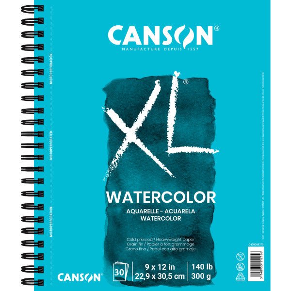 Canson XL Watercolor Side Wire - Bound Pad - 30 Sheets 9x12 inch - The Merri Artist - merriartist.com