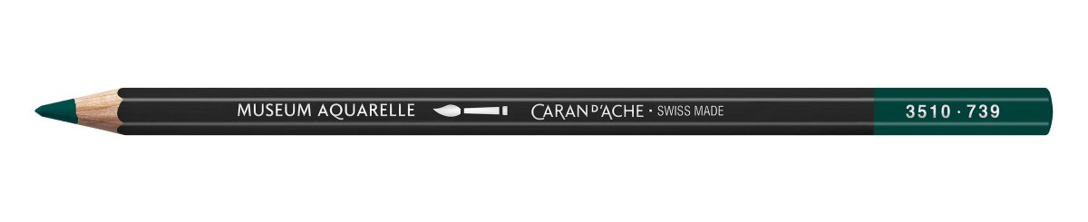 Caran d'Ache Museum Aquarelle Pencil - 739 Dark Sap Green - The Merri Artist - merriartist.com