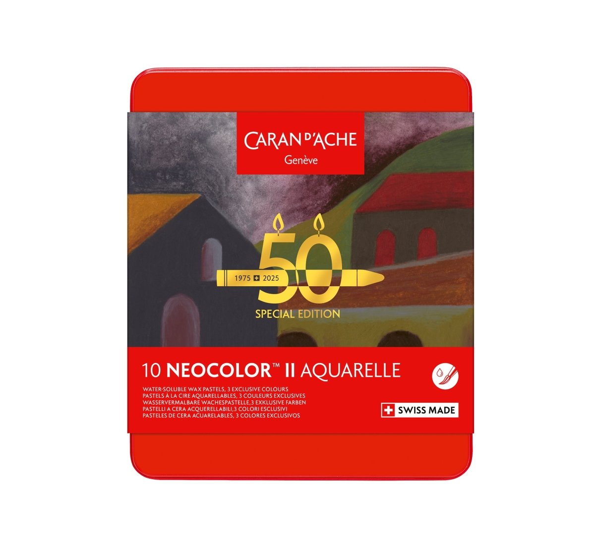 Caran d'Ache Neocolor II Artists' Crayons 50th Anniversary set of 10 - Dark Special Edition - The Merri Artist - merriartist.com