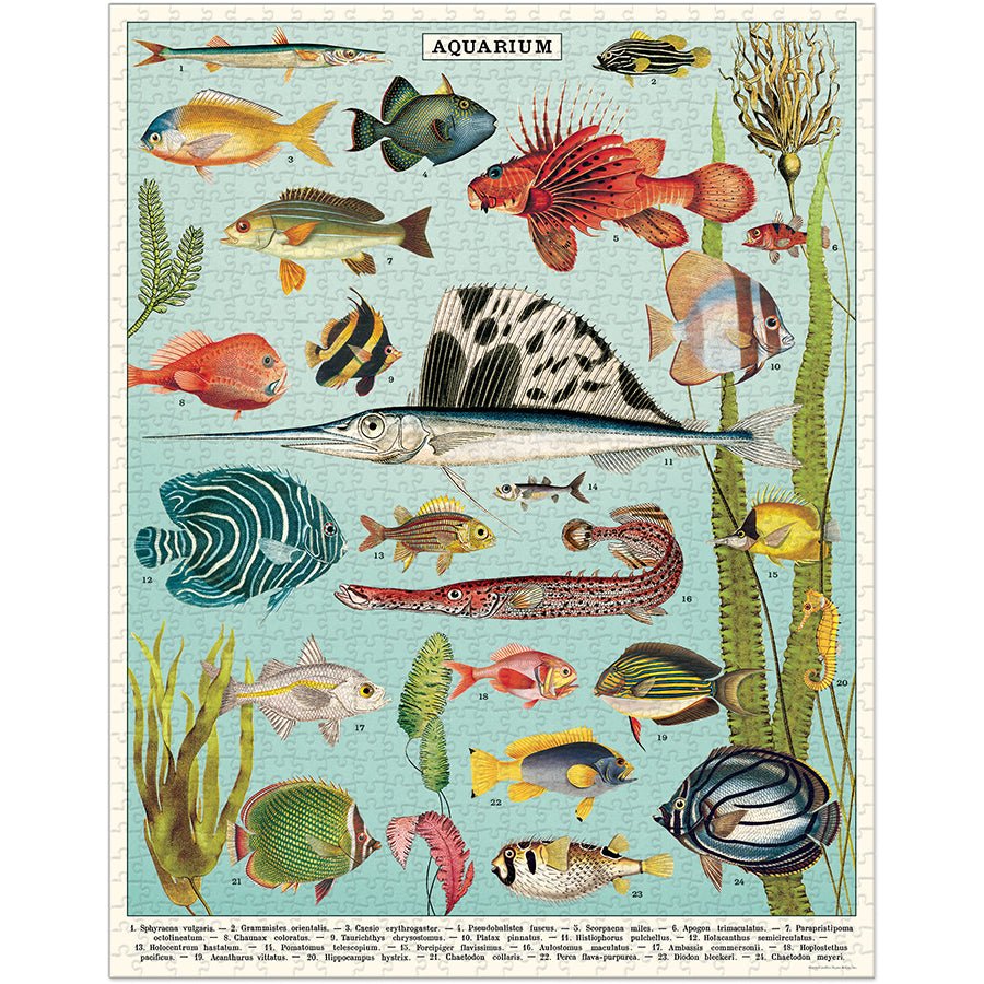 Cavallini & Co. Vintage Inspired 1000 Piece Puzzle - Aquarium - The Merri Artist - merriartist.com