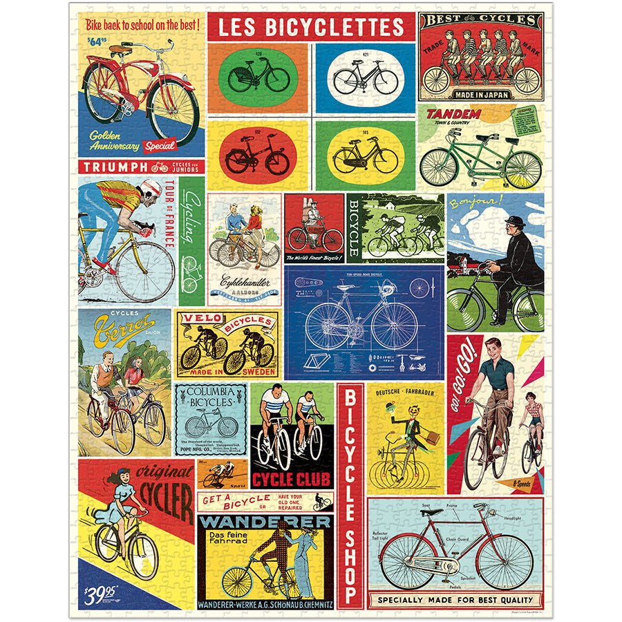 Cavallini & Co. Vintage Inspired 1000 Piece Puzzle - Bicycles - The Merri Artist - merriartist.com