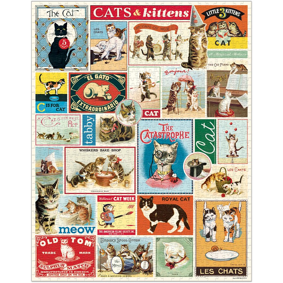 Cavallini & Co. Vintage Inspired 1000 Piece Puzzle - Cats & Kittens - The Merri Artist - merriartist.com