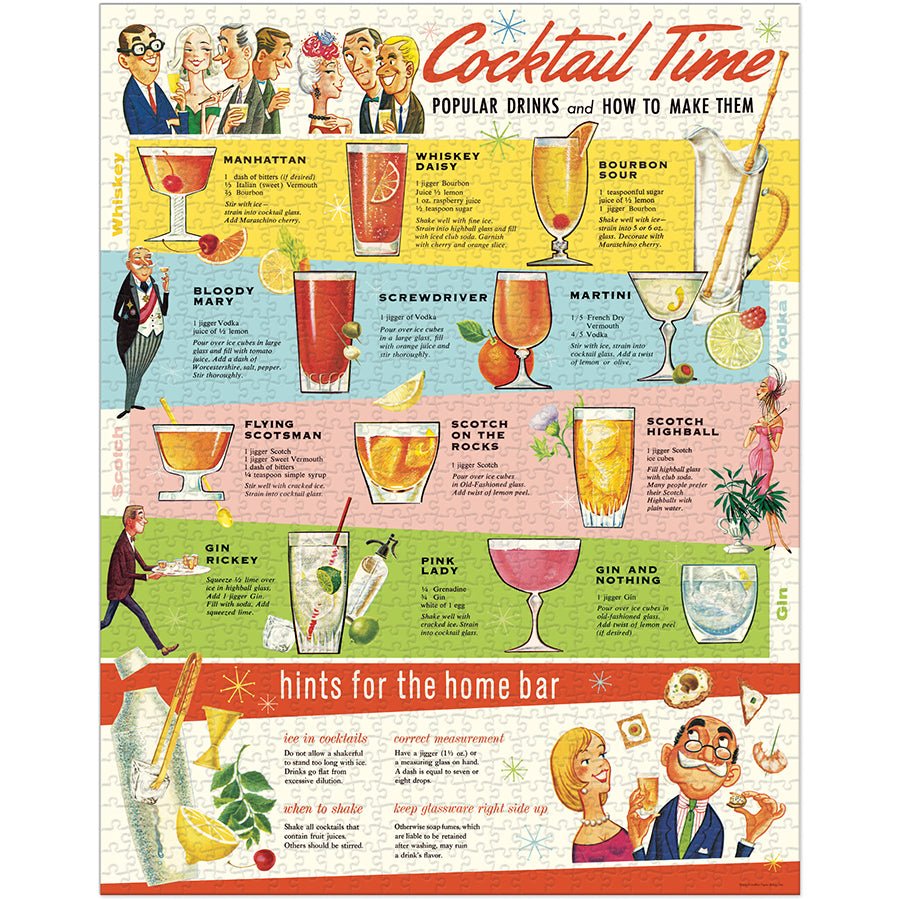 Cavallini & Co. Vintage Inspired 1000 Piece Puzzle - Cocktails - The Merri Artist - merriartist.com