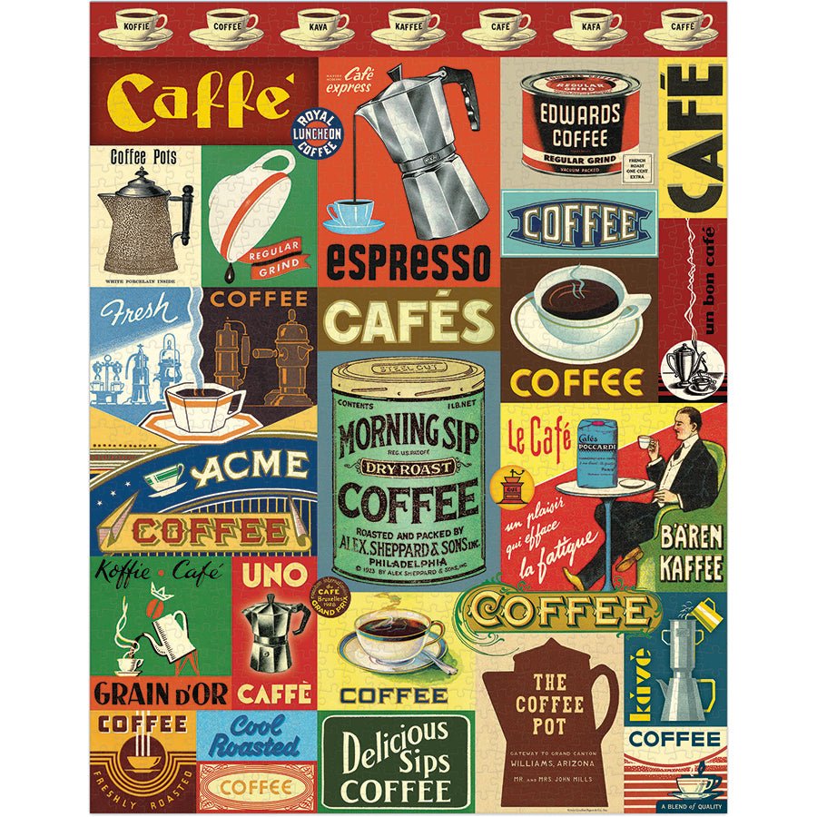 Cavallini & Co. Vintage Inspired 1000 Piece Puzzle - Coffee - The Merri Artist - merriartist.com