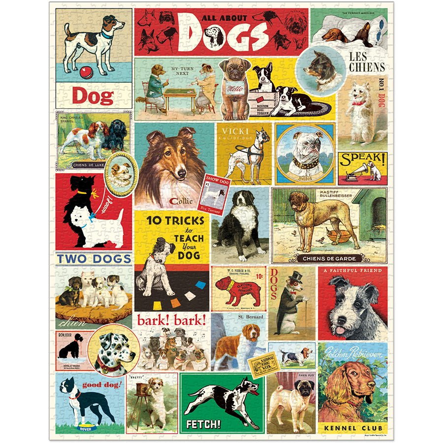 Cavallini & Co. Vintage Inspired 1000 Piece Puzzle - Dogs - The Merri Artist - merriartist.com