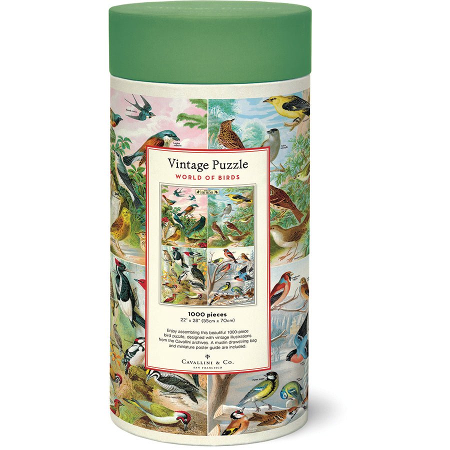 Cavallini & Co. Vintage Inspired 1000 Piece Puzzle - World of Birds - The Merri Artist - merriartist.com