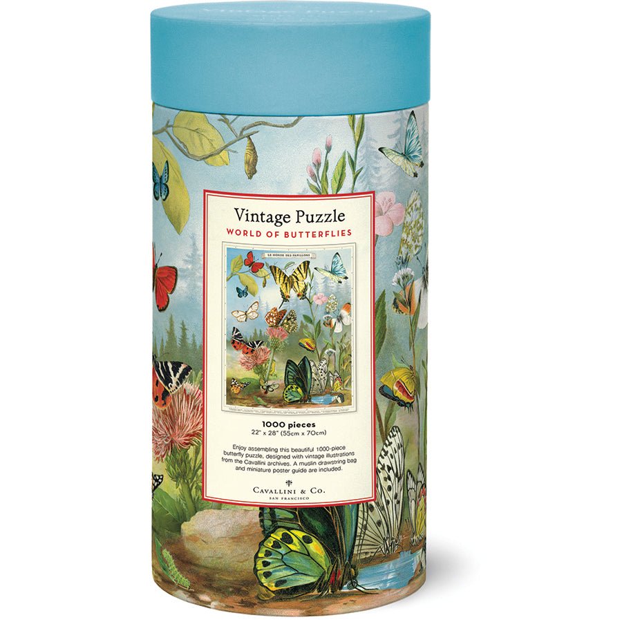 Cavallini & Co. Vintage Inspired 1000 Piece Puzzle - World of Butterflies - The Merri Artist - merriartist.com
