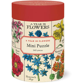 Cavallini & Co. Vintage Inspired 240 Piece Mini Puzzle - A Year of Flowers - The Merri Artist - merriartist.com