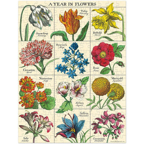 Cavallini & Co. Vintage Inspired 240 Piece Mini Puzzle - A Year of Flowers - The Merri Artist - merriartist.com