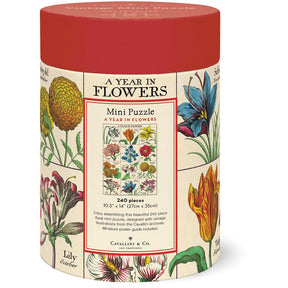 Cavallini & Co. Vintage Inspired 240 Piece Mini Puzzle - A Year of Flowers - The Merri Artist - merriartist.com