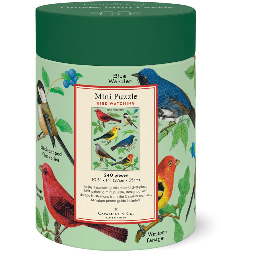 Cavallini & Co. Vintage Inspired 240 Piece Mini Puzzle - Bird Watching - The Merri Artist - merriartist.com
