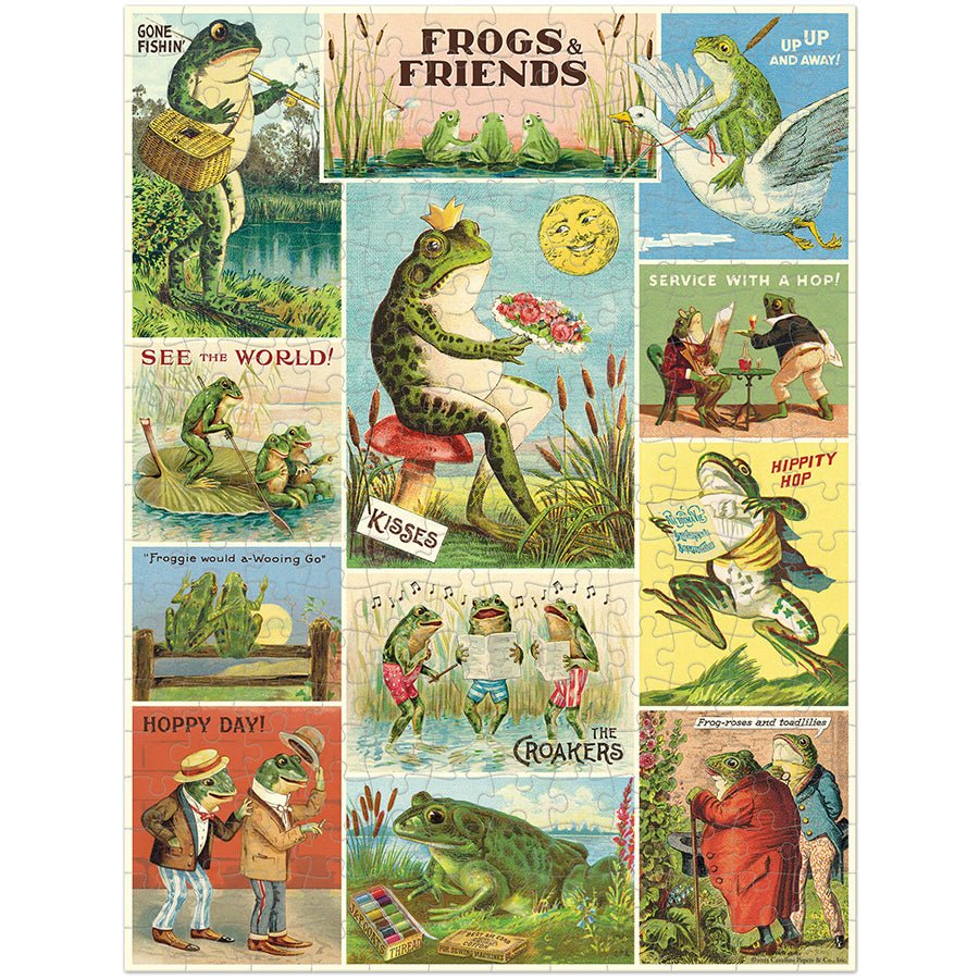 Cavallini & Co. Vintage Inspired 240 Piece Mini Puzzle - Frogs & Friends - The Merri Artist - merriartist.com