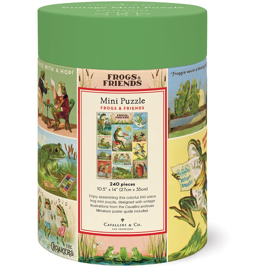 Cavallini & Co. Vintage Inspired 240 Piece Mini Puzzle - Frogs & Friends - The Merri Artist - merriartist.com