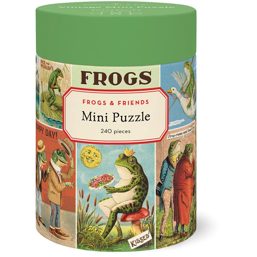 Cavallini & Co. Vintage Inspired 240 Piece Mini Puzzle - Frogs & Friends - The Merri Artist - merriartist.com