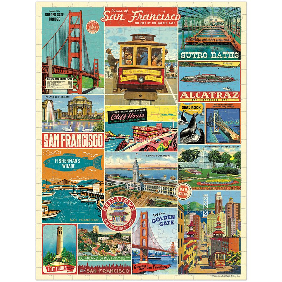 Cavallini & Co. Vintage Inspired 240 Piece Mini Puzzle - San Francisco - The Merri Artist - merriartist.com