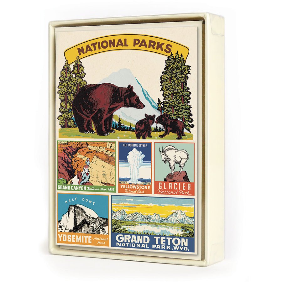 Cavallini & Co. Vintage Inspired Boxed Notecards - 8 folded 3.75" x 5.25" notecards and envelopes (4 designs 2 per design) - National Parks - The Merri Artist - merriartist.com