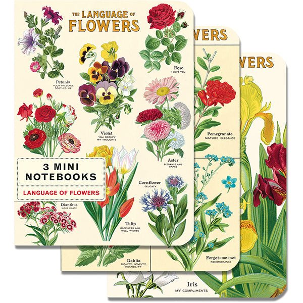 Cavallini & Co. Vintage Inspired Mini Notebook - 4 x 5.5 inch 96 pages - Set of 3 - Language of Flowers - The Merri Artist - merriartist.com