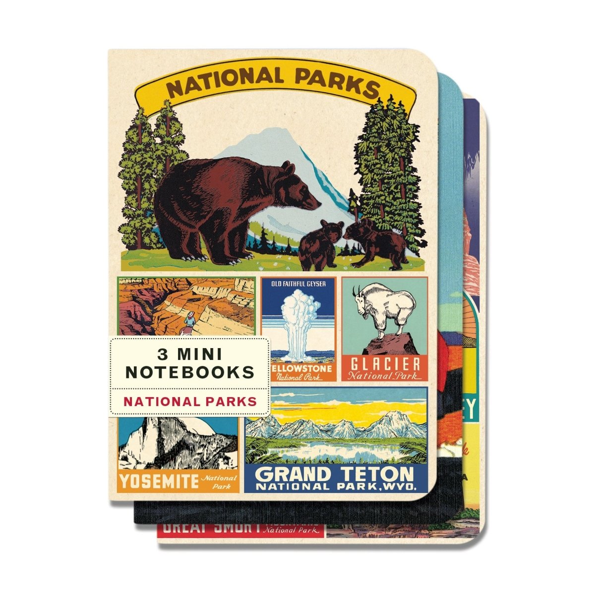 Cavallini & Co. Vintage Inspired Mini Notebook - 4 x 5.5 inch 96 pages - Set of 3 - National Parks - The Merri Artist - merriartist.com