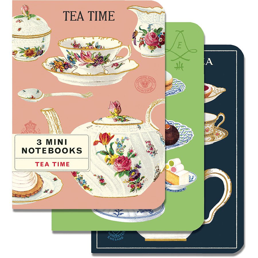 Cavallini & Co. Vintage Inspired Mini Notebook - 4 x 5.5 inch 96 pages - Set of 3 - Tea Time - The Merri Artist - merriartist.com