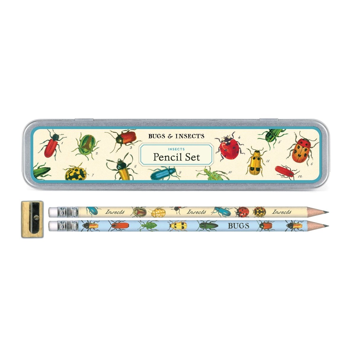 Cavallini & Co. Vintage Inspired Pencil Set - 10 pencils & sharpener in Metal Tin - Bugs & Insects - The Merri Artist - merriartist.com