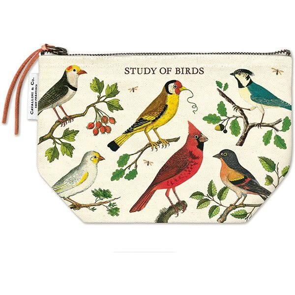 Cavallini & Co. Vintage Inspired Pouch 6 x 8.75 inch - Birds - The Merri Artist - merriartist.com