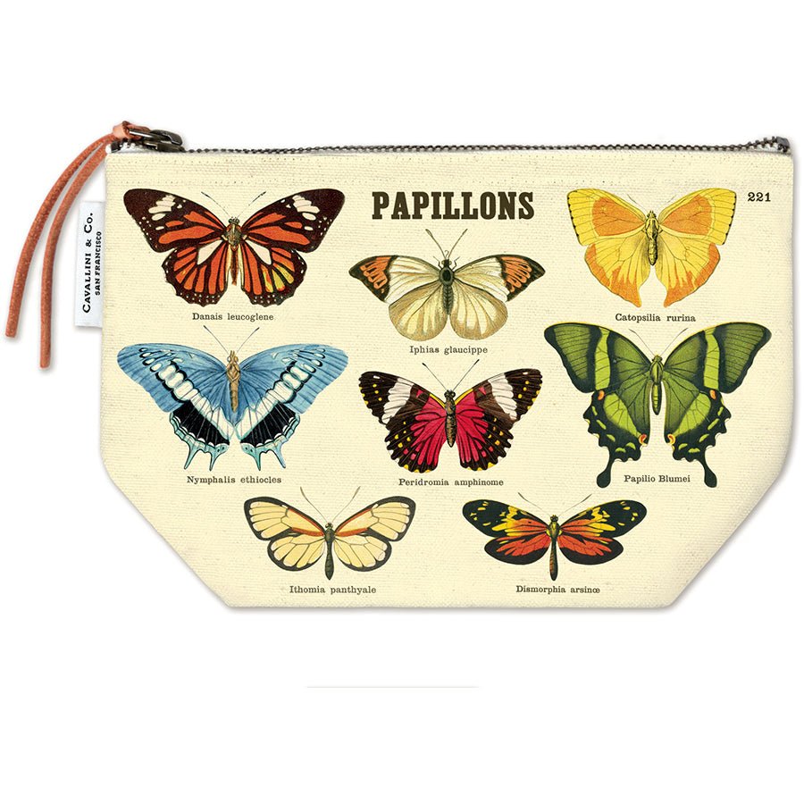 Cavallini & Co. Vintage Inspired Pouch 6 x 8.75 inch - Butterflies - The Merri Artist - merriartist.com