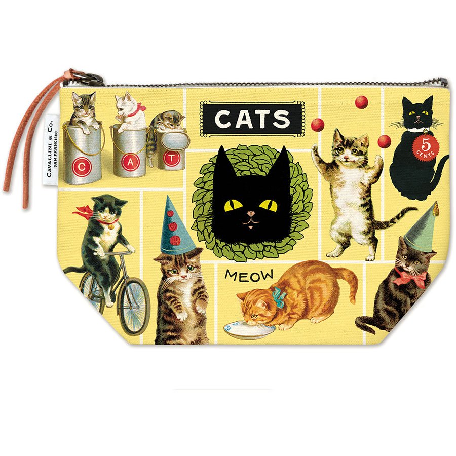 Cavallini & Co. Vintage Inspired Pouch 6 x 8.75 inch - Cats - The Merri Artist - merriartist.com