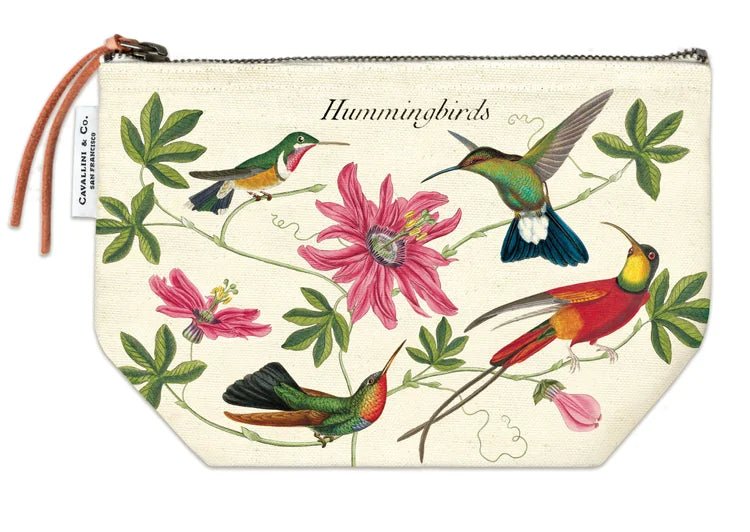 Cavallini & Co. Vintage Inspired Pouch 6 x 8.75 inch - Hummingbirds - The Merri Artist - merriartist.com