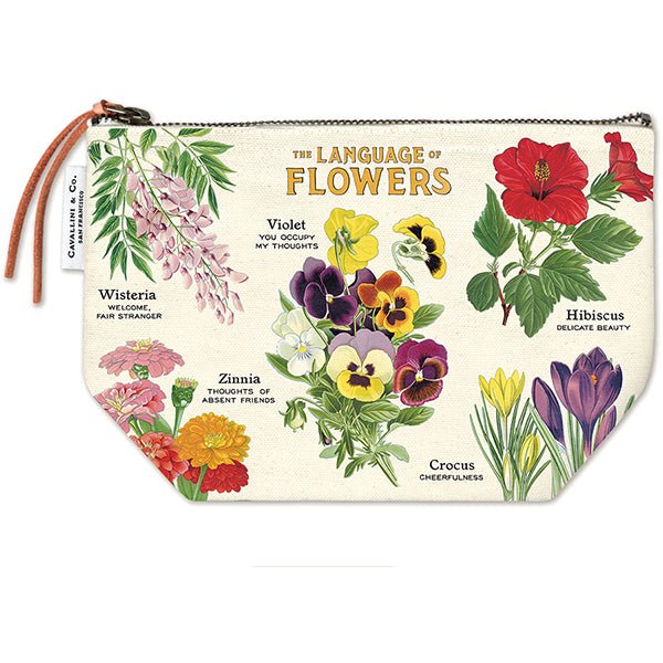 Cavallini & Co. Vintage Inspired Pouch 6 x 8.75 inch - Language of Flowers - The Merri Artist - merriartist.com