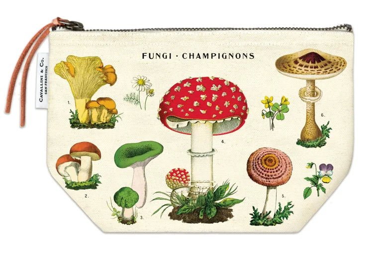 Cavallini & Co. Vintage Inspired Pouch 6 x 8.75 inch - Mushrooms - The Merri Artist - merriartist.com