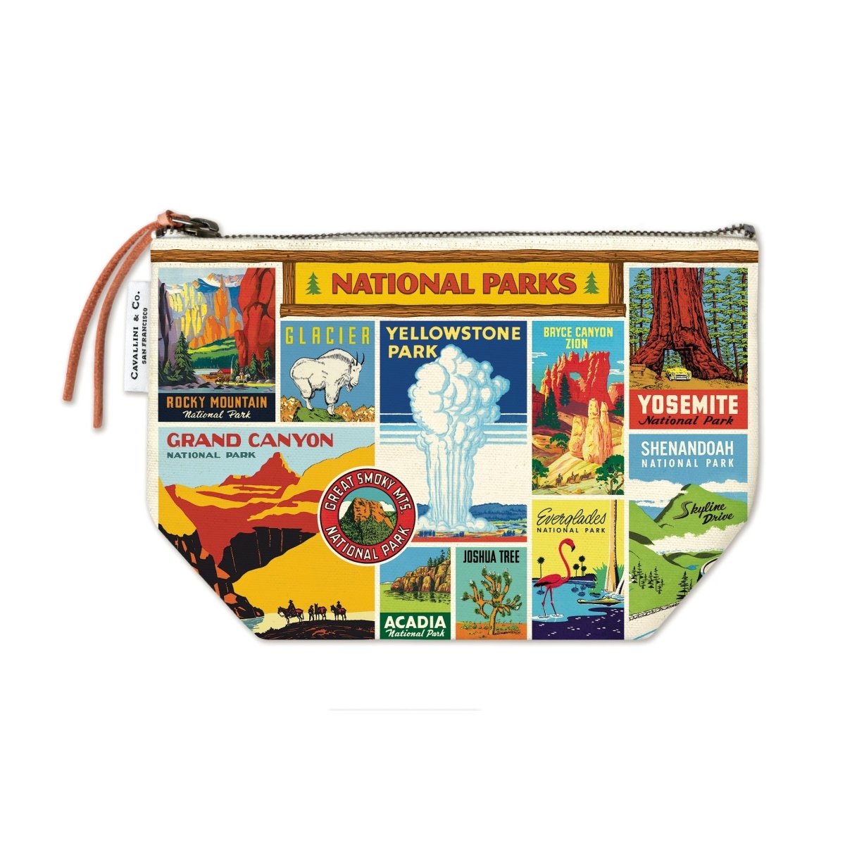Cavallini & Co. Vintage Inspired Pouch 6 x 8.75 inch - National Parks - The Merri Artist - merriartist.com