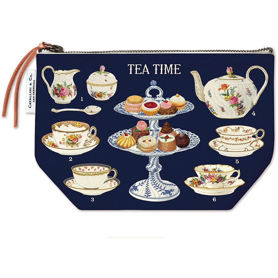 Cavallini & Co. Vintage Inspired Pouch 6 x 8.75 inch - Tea Time - The Merri Artist - merriartist.com
