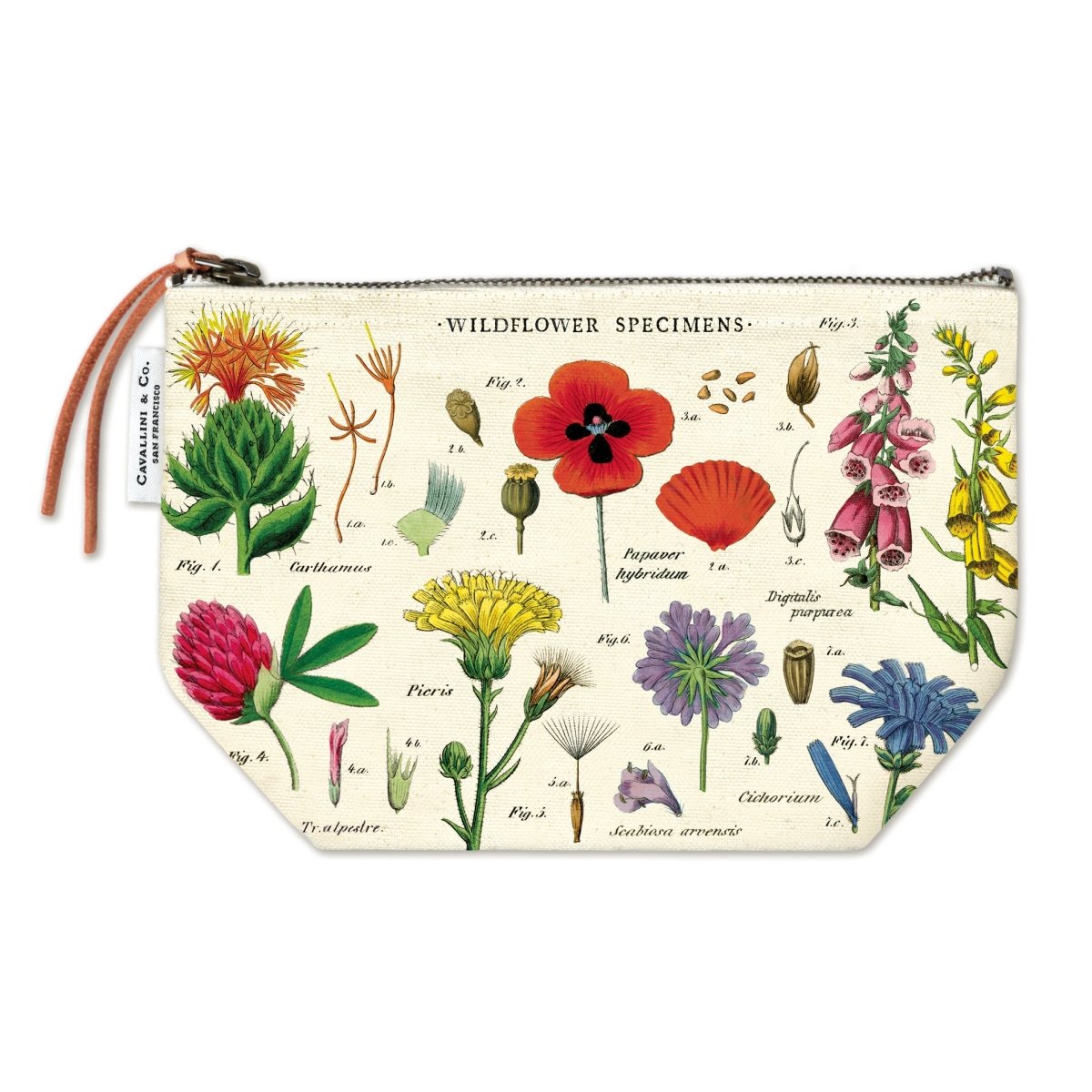Cavallini & Co. Vintage Inspired Pouch 6 x 8.75 inch - Wildflowers - The Merri Artist - merriartist.com