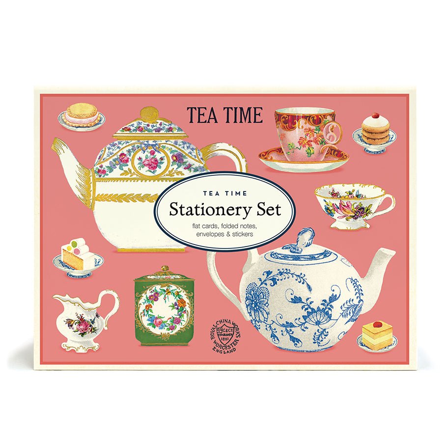 Cavallini & Co. Vintage Inspired Stationary Set (8 folded cards 8 flat cards 16 envelopes & 4 sheets of stickers) - Tea Time - The Merri Artist - merriartist.com