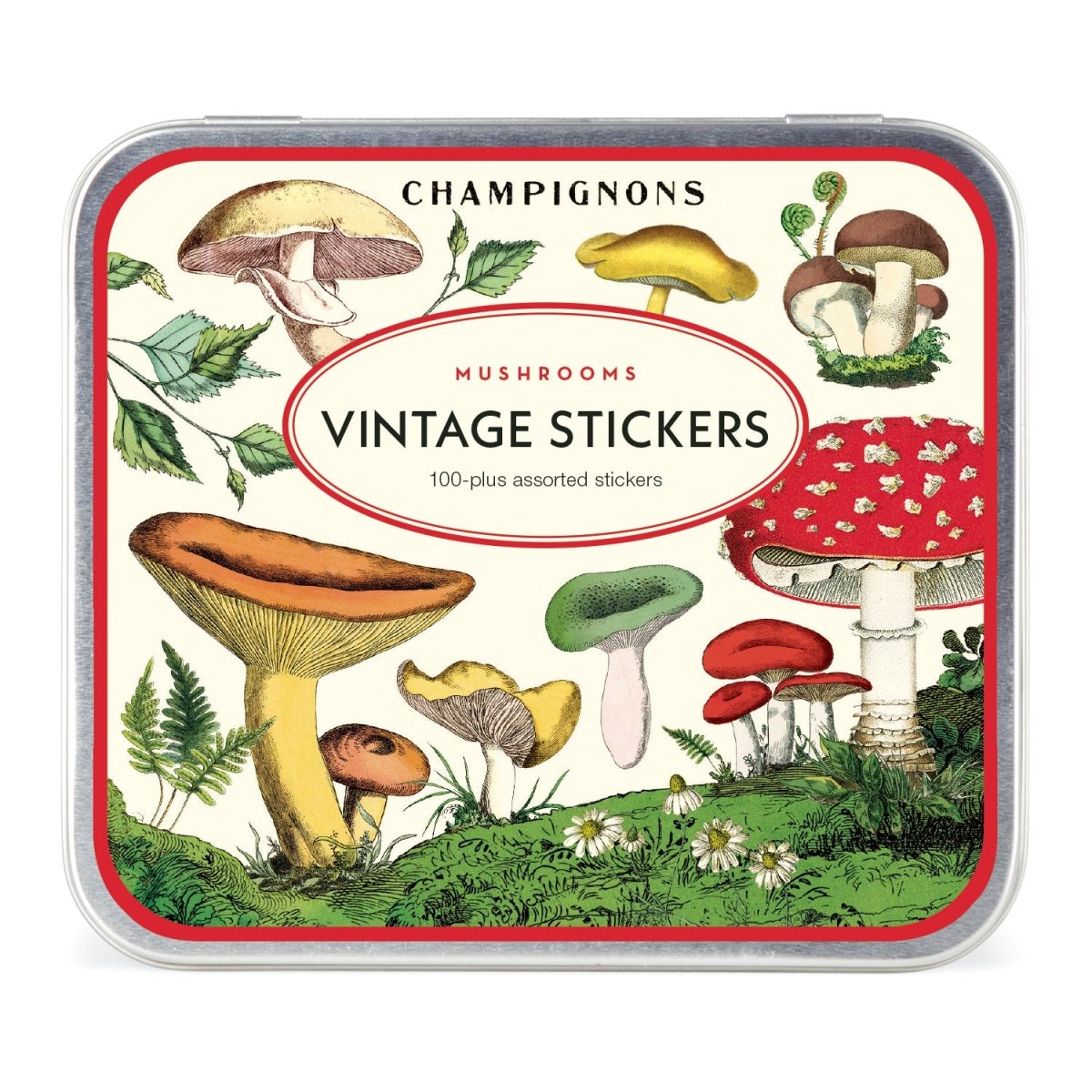 Cavallini & Co. Vintage Inspired Stickers - 24 sheets (at least 100 stickers) in a Metal Tin - Mushrooms - The Merri Artist - merriartist.com