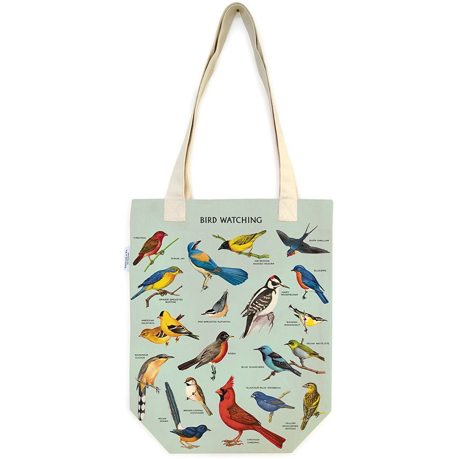 Cavallini & Co. Vintage Inspired Tote Bag - 13" x 16" (33 cm x 40.5 cm) - Bird Watching - The Merri Artist - merriartist.com