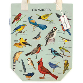 Cavallini & Co. Vintage Inspired Tote Bag - 13" x 16" (33 cm x 40.5 cm) - Bird Watching - The Merri Artist - merriartist.com