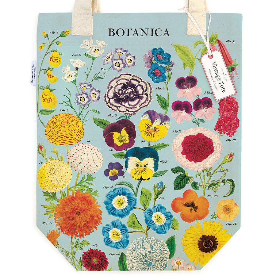Cavallini & Co. Vintage Inspired Tote Bag - 13" x 16" (33 cm x 40.5 cm) - Botanica - The Merri Artist - merriartist.com
