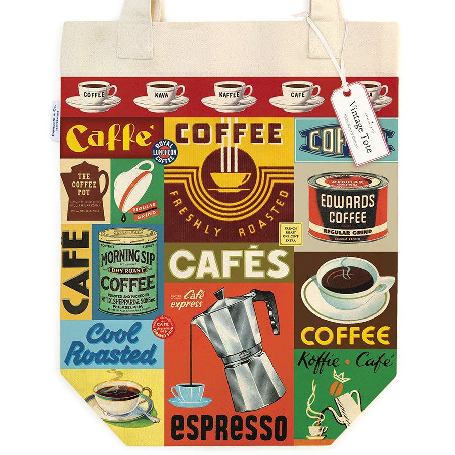 Cavallini & Co. Vintage Inspired Tote Bag - 13" x 16" (33 cm x 40.5 cm) - Coffee - The Merri Artist - merriartist.com