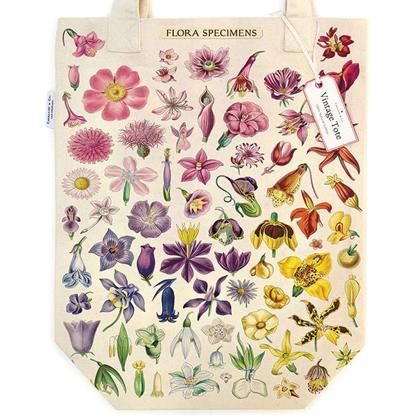 Cavallini & Co. Vintage Inspired Tote Bag - 13" x 16" (33 cm x 40.5 cm) - Flora Specimen - The Merri Artist - merriartist.com