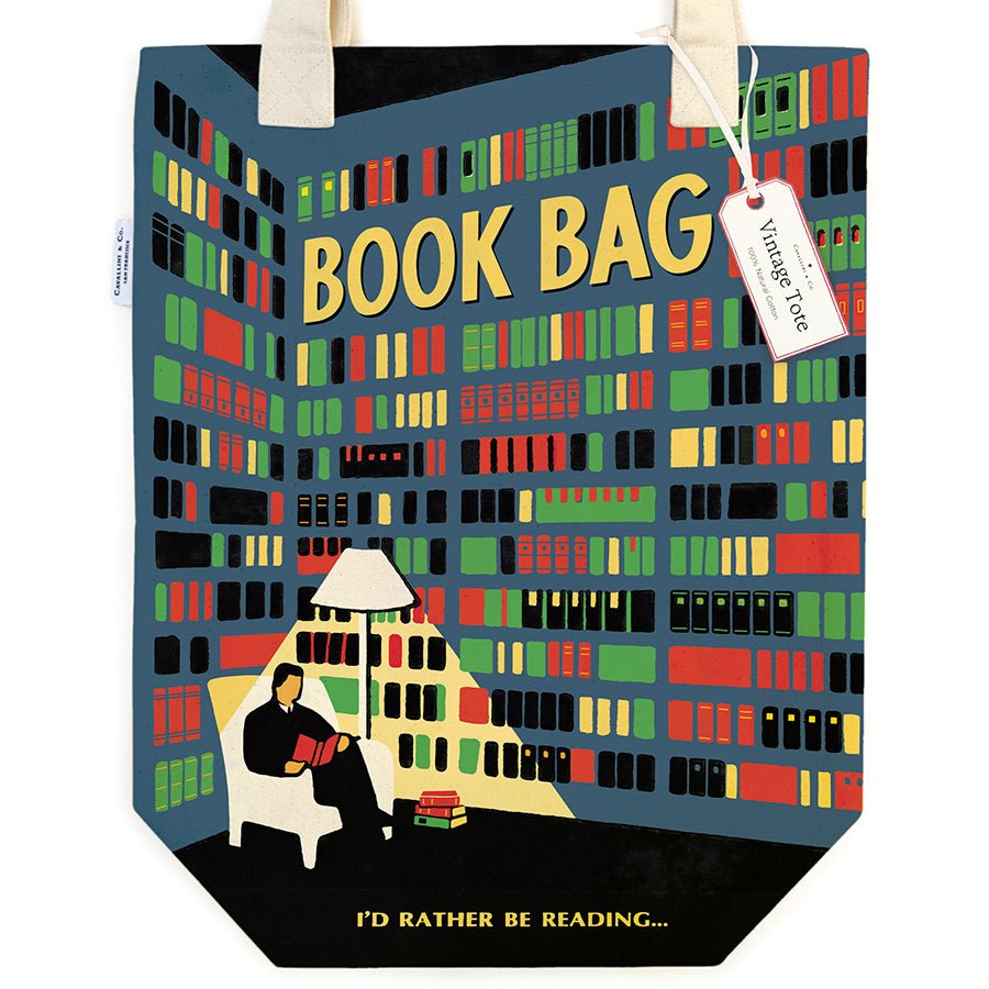 Cavallini & Co. Vintage Inspired Tote Bag - 13" x 16" (33 cm x 40.5 cm) - Library - The Merri Artist - merriartist.com