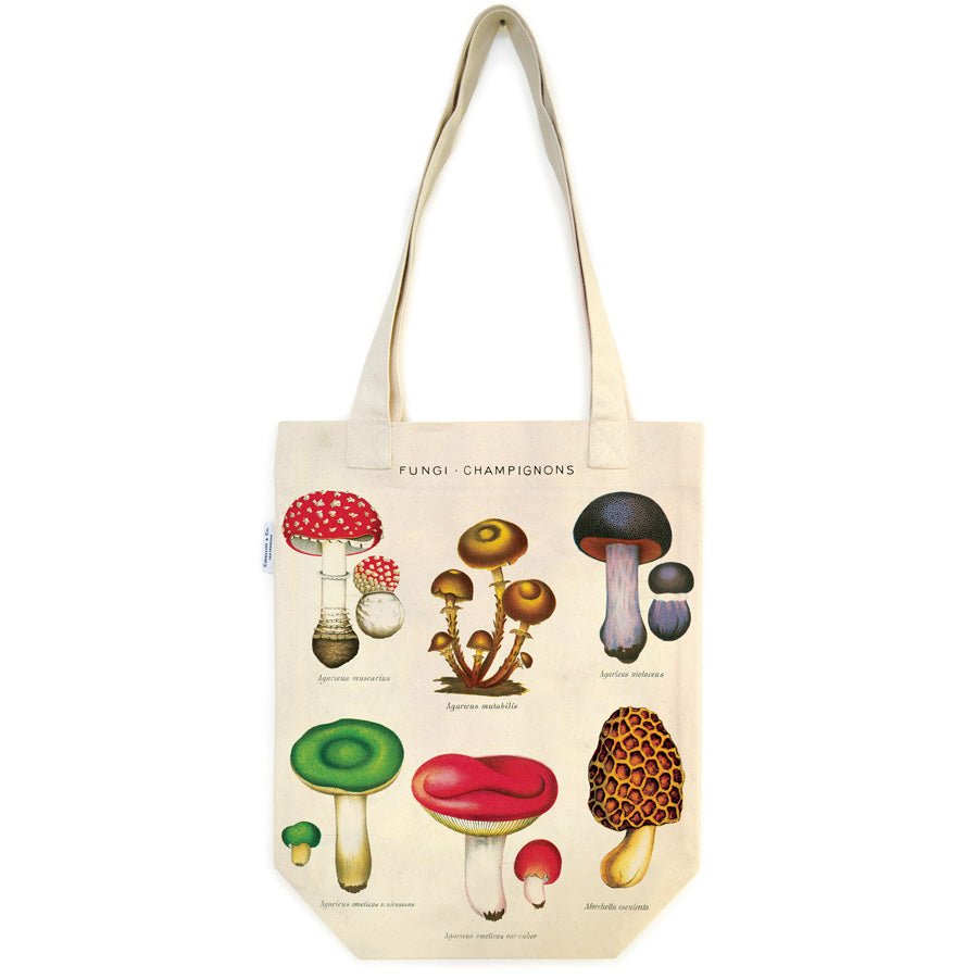 Cavallini & Co. Vintage Inspired Tote Bag - 13" x 16" (33 cm x 40.5 cm) - Mushrooms - The Merri Artist - merriartist.com