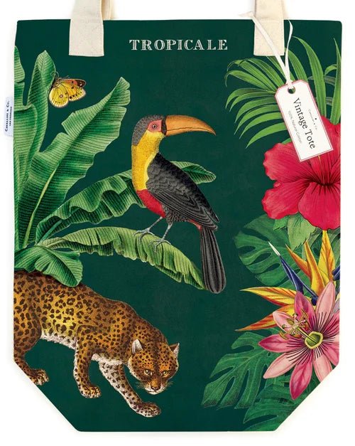 Cavallini & Co. Vintage Inspired Tote Bag - 13" x 16" (33 cm x 40.5 cm) - Tropicale - The Merri Artist - merriartist.com